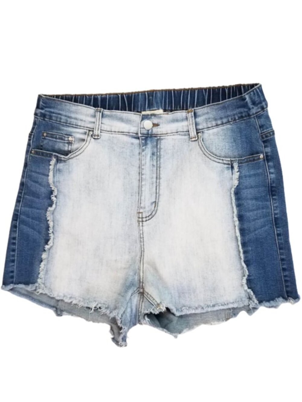 HAYDEN Two-Tone Blue Denim Jean Shorts Frayed Hem - Women's 1XL
